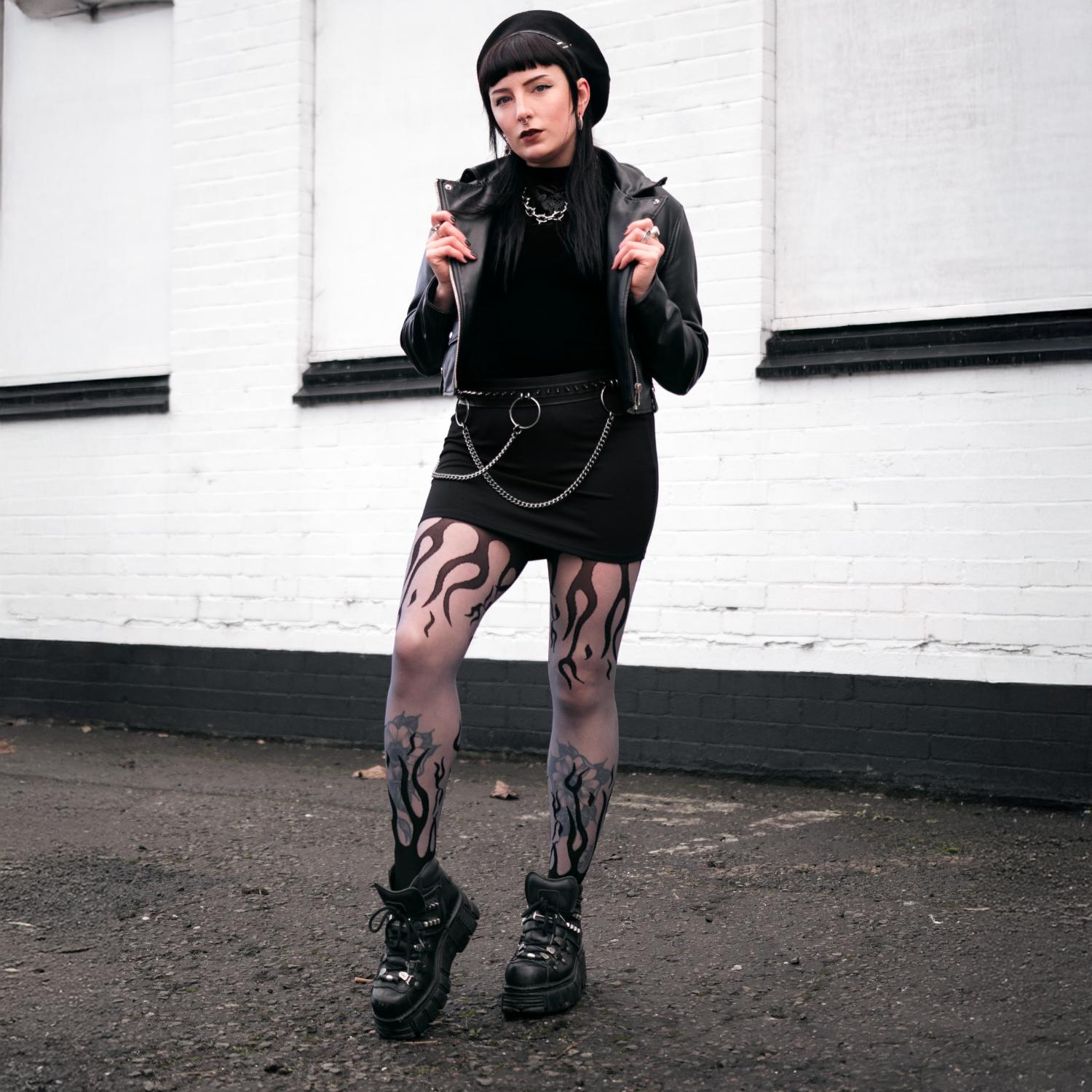 Flames Sheer Tights