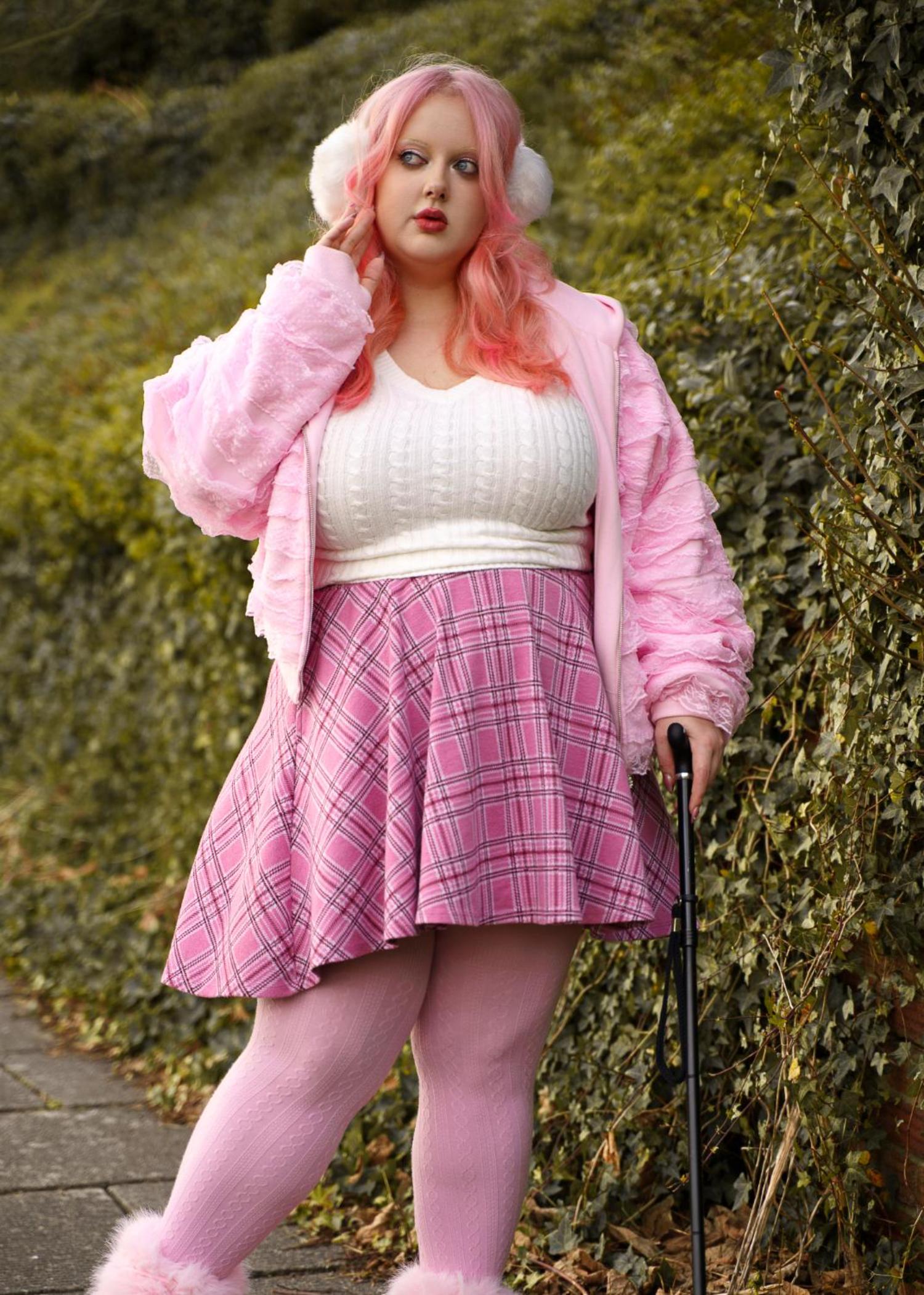 Grannies Cable Knit Wool Tights V2 - Piglet