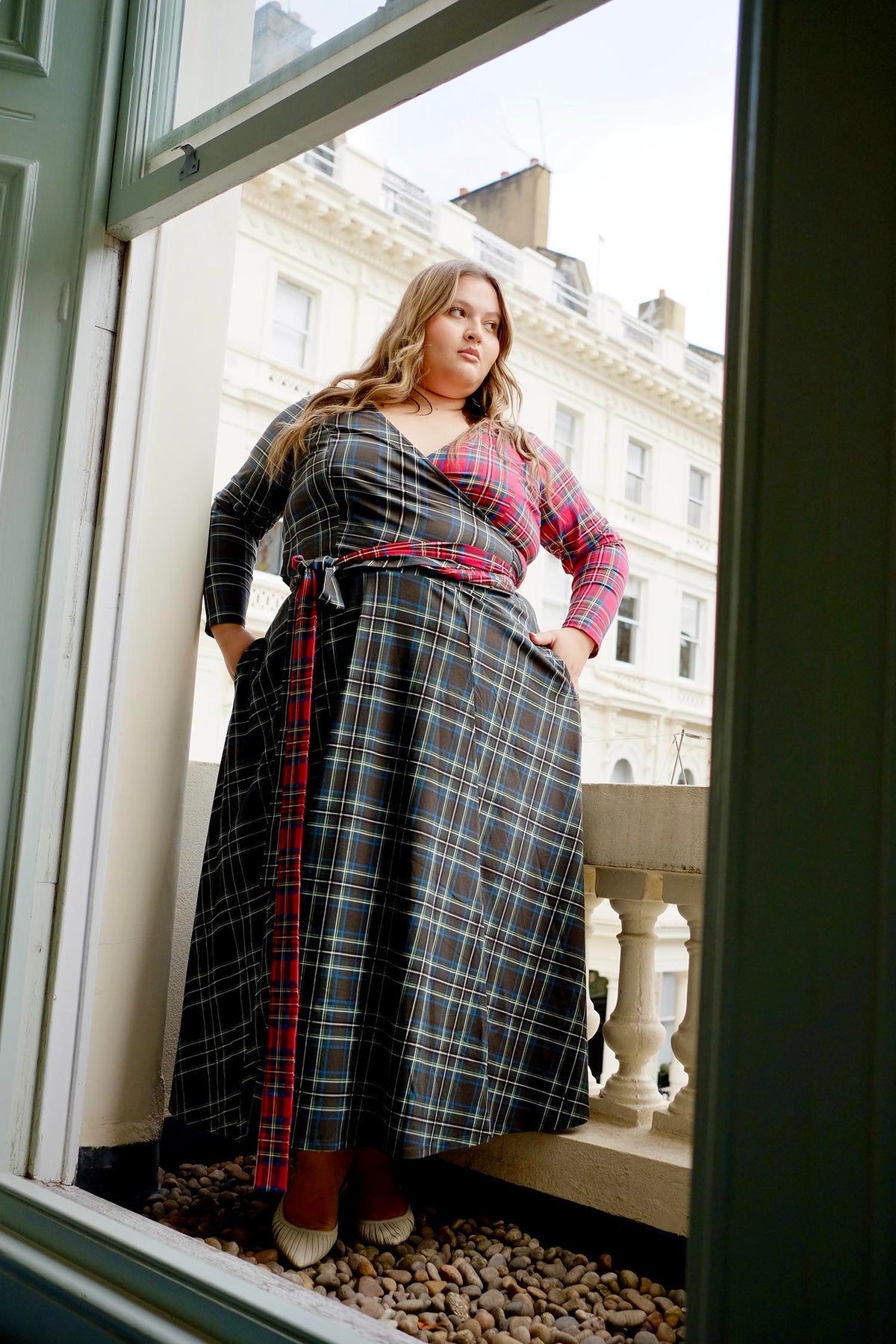 Islay Jersey Maxi A-Line Skirt - Green Tartan