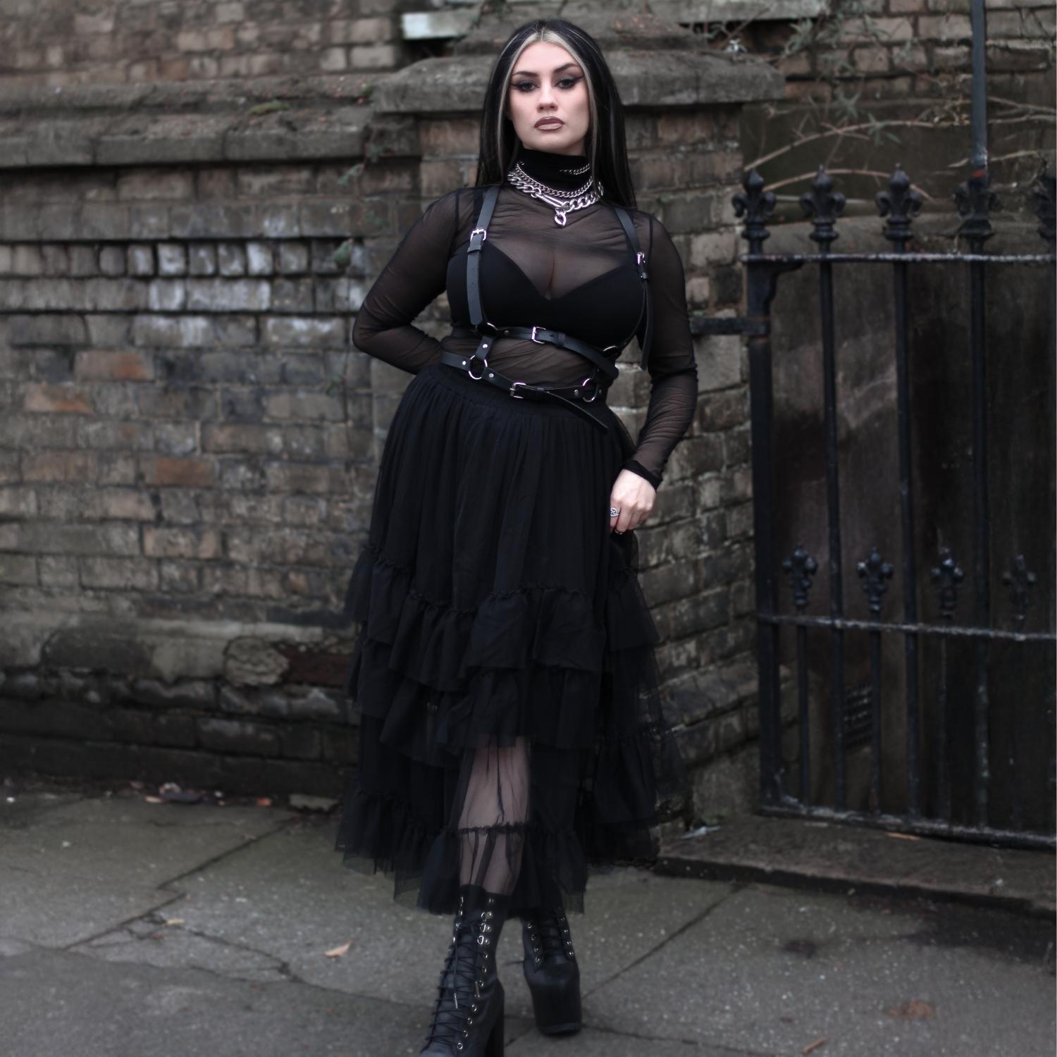 Maxi Mesh Skirt - Black