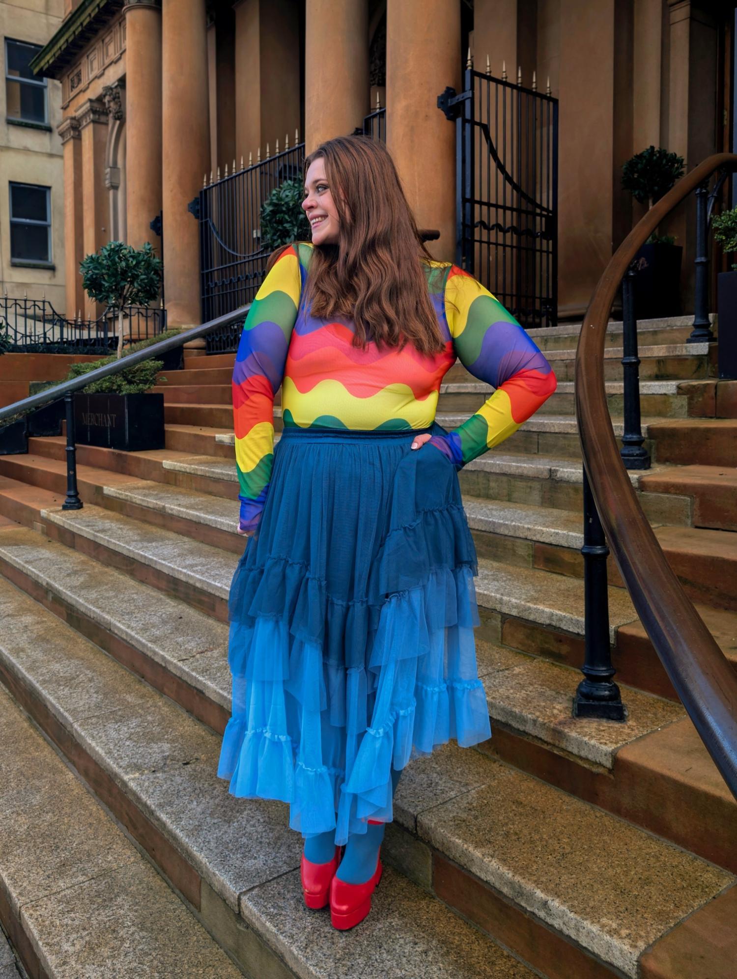 Mesh Maxi Skirt - Blue Ombre