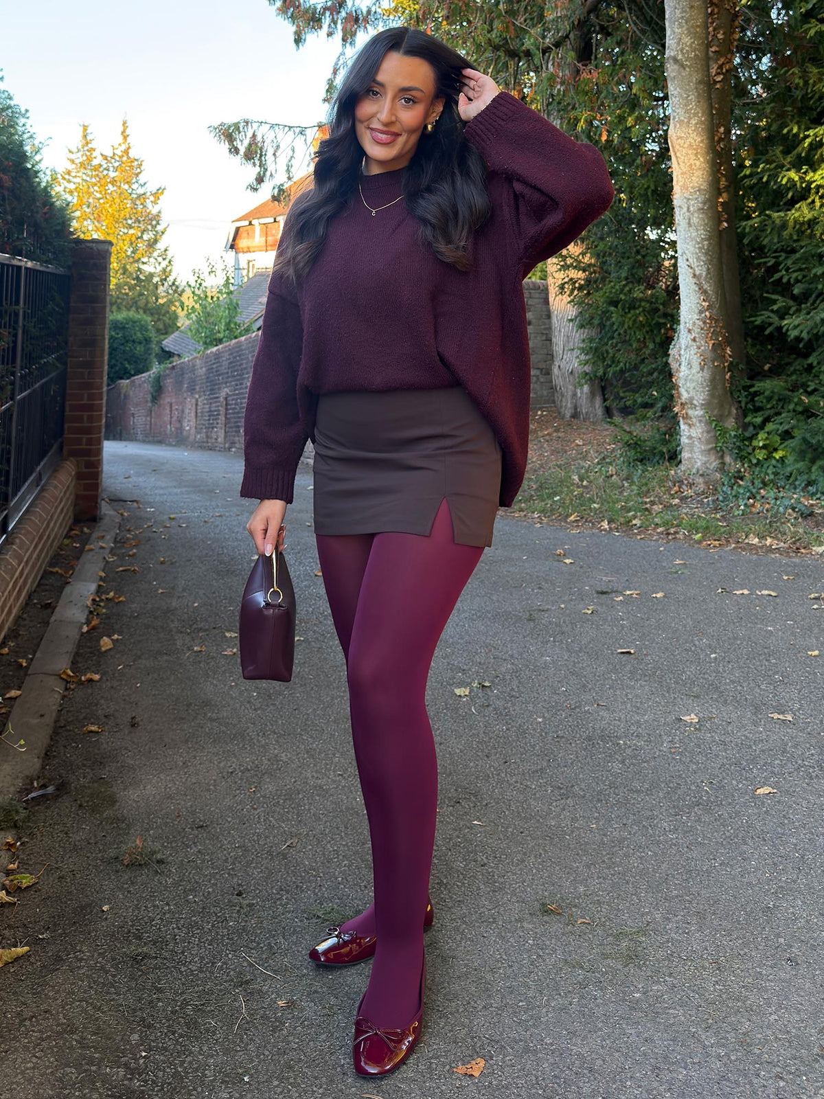 120 Denier Super-Opaque Tights - Cherry