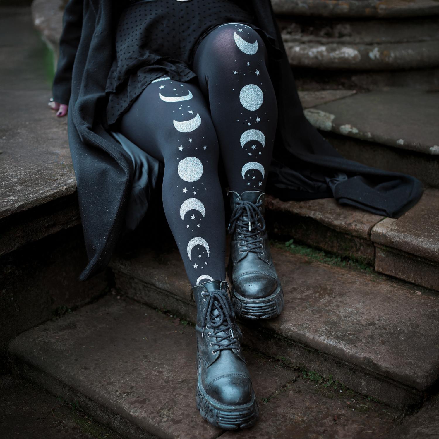 80 Denier Opaque Tights - Moon Phases