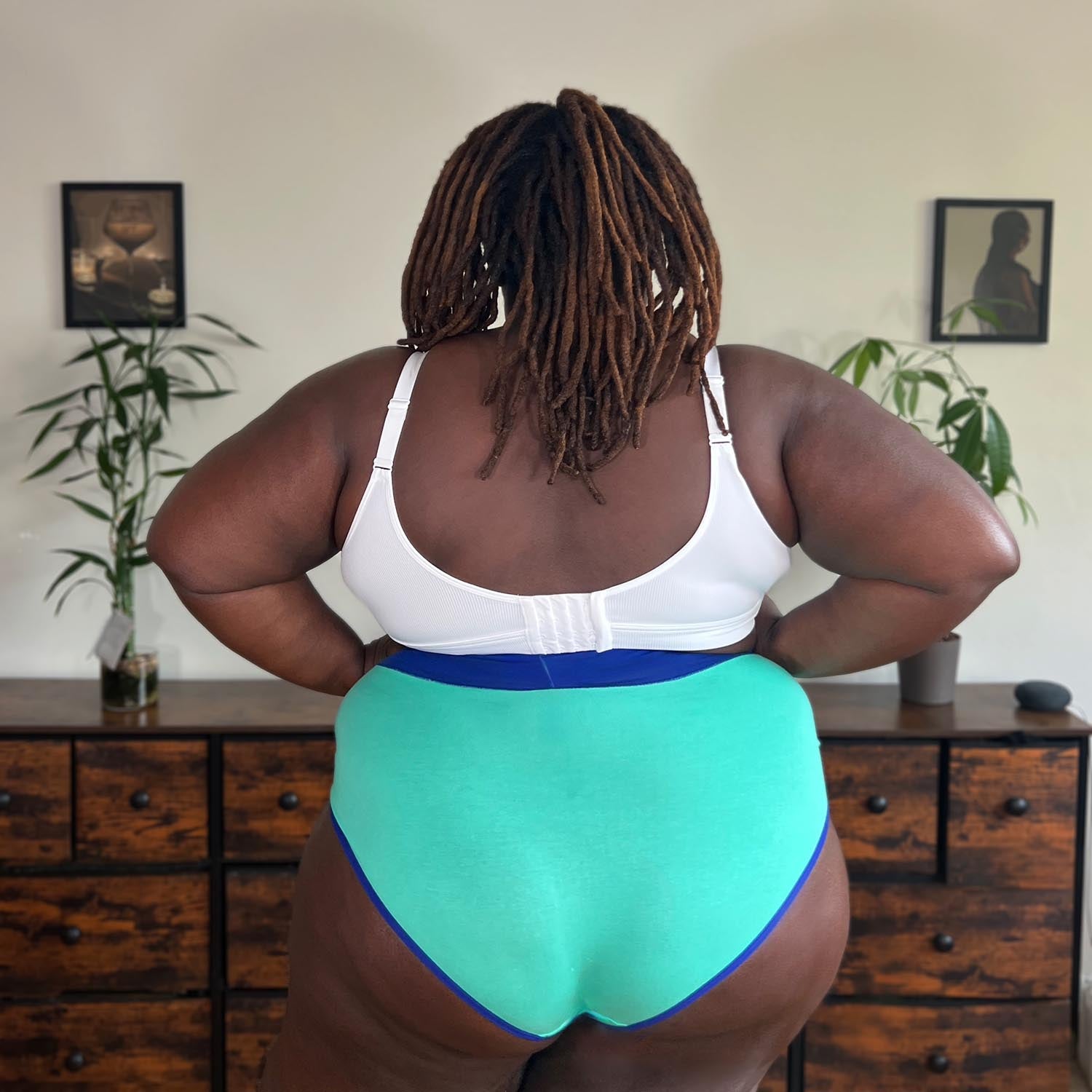 Organic Cotton Super High Waist Duo Knickers - Mint & Arabesque