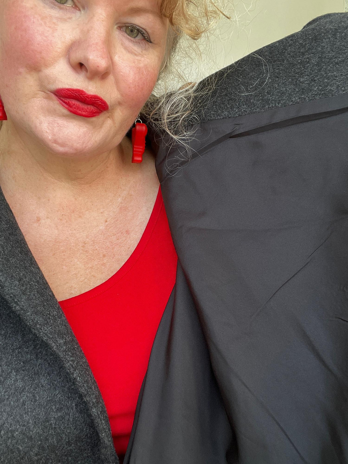Wool Collared Cape - Charcoal