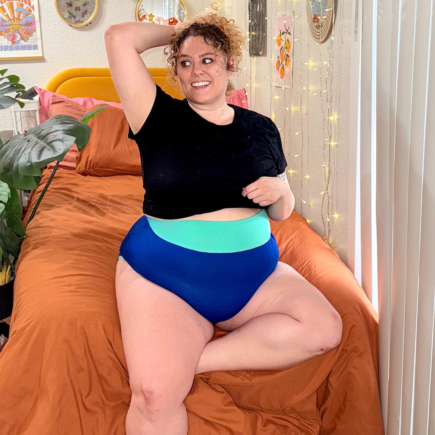 Organic Cotton Super High Waist Duo Knickers - Arabesque & Mint