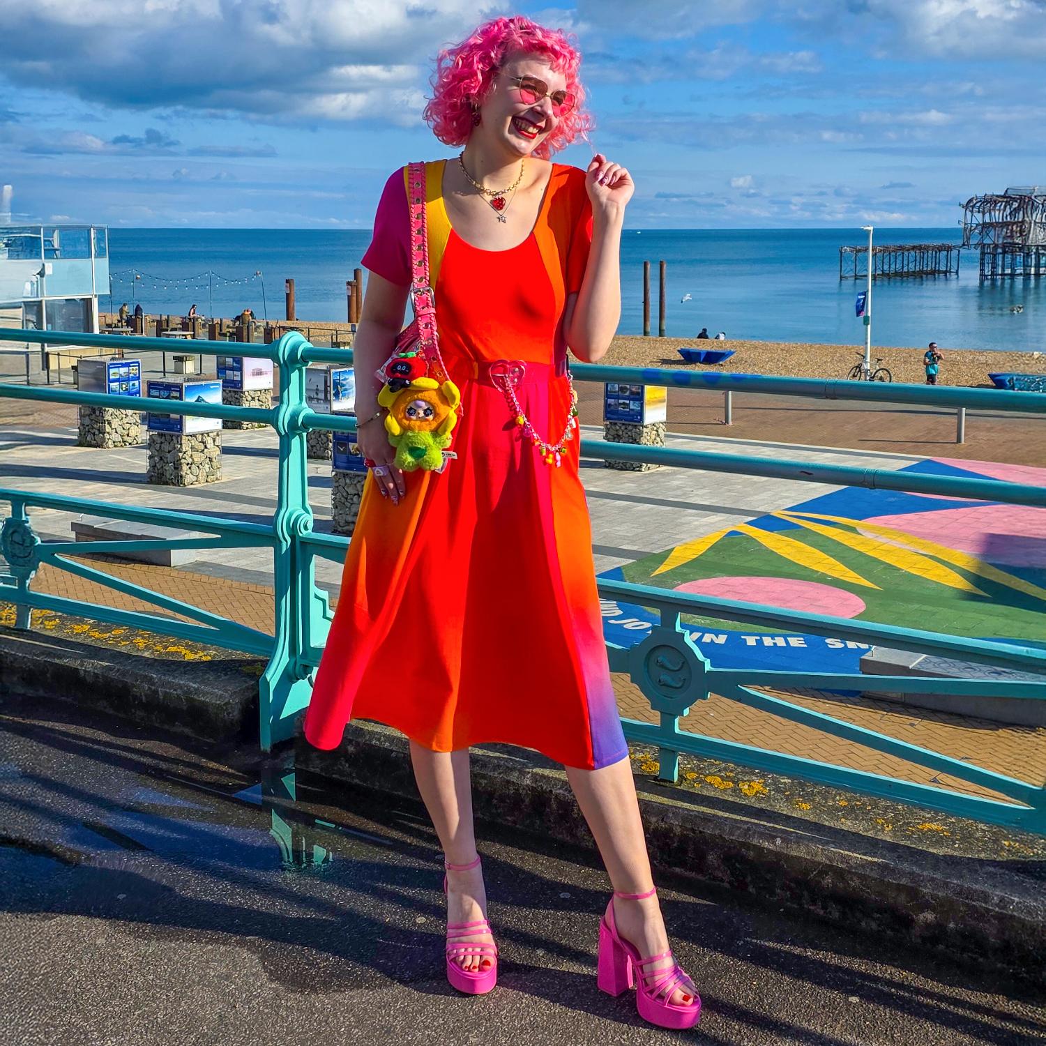 Vanessa Midi A-Line Dress - Rainbow