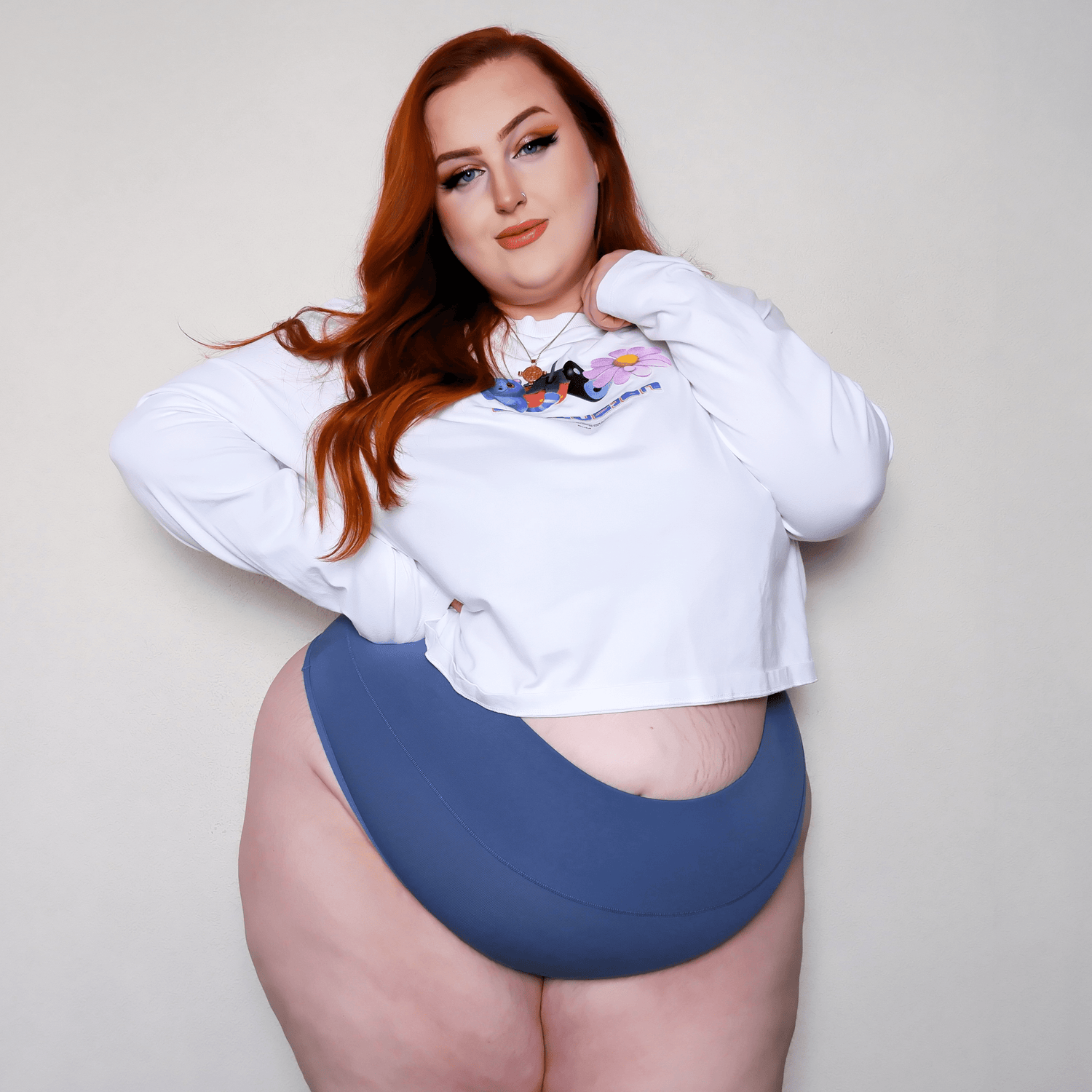 Organic Cotton Cheeky High Leg Knickers - Denim