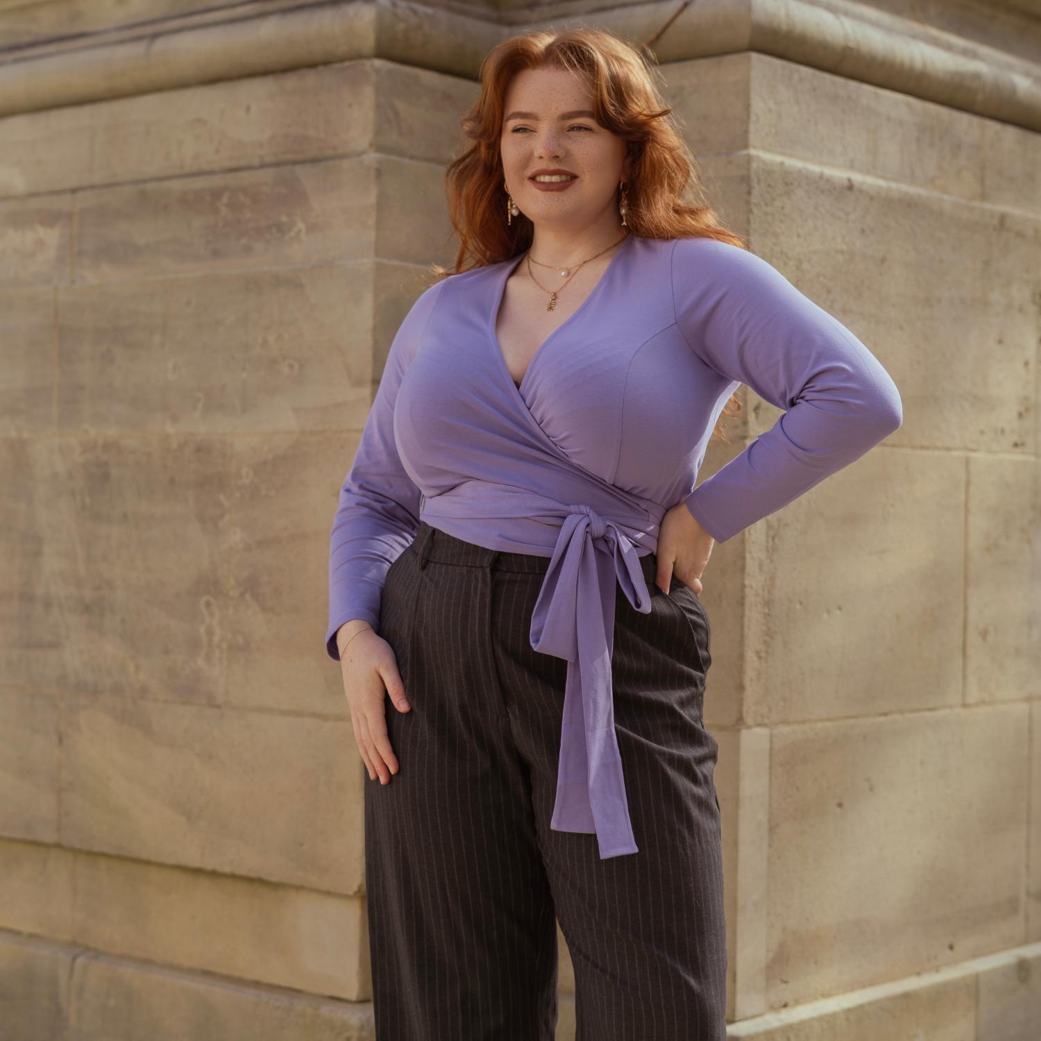 Organic Cotton Wrap Top - Lavender Fields