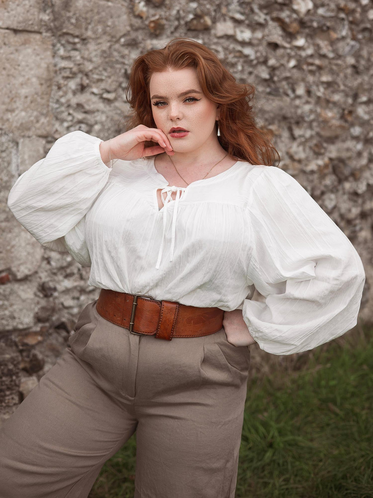 Iona Textured Woven Blouse - Cream
