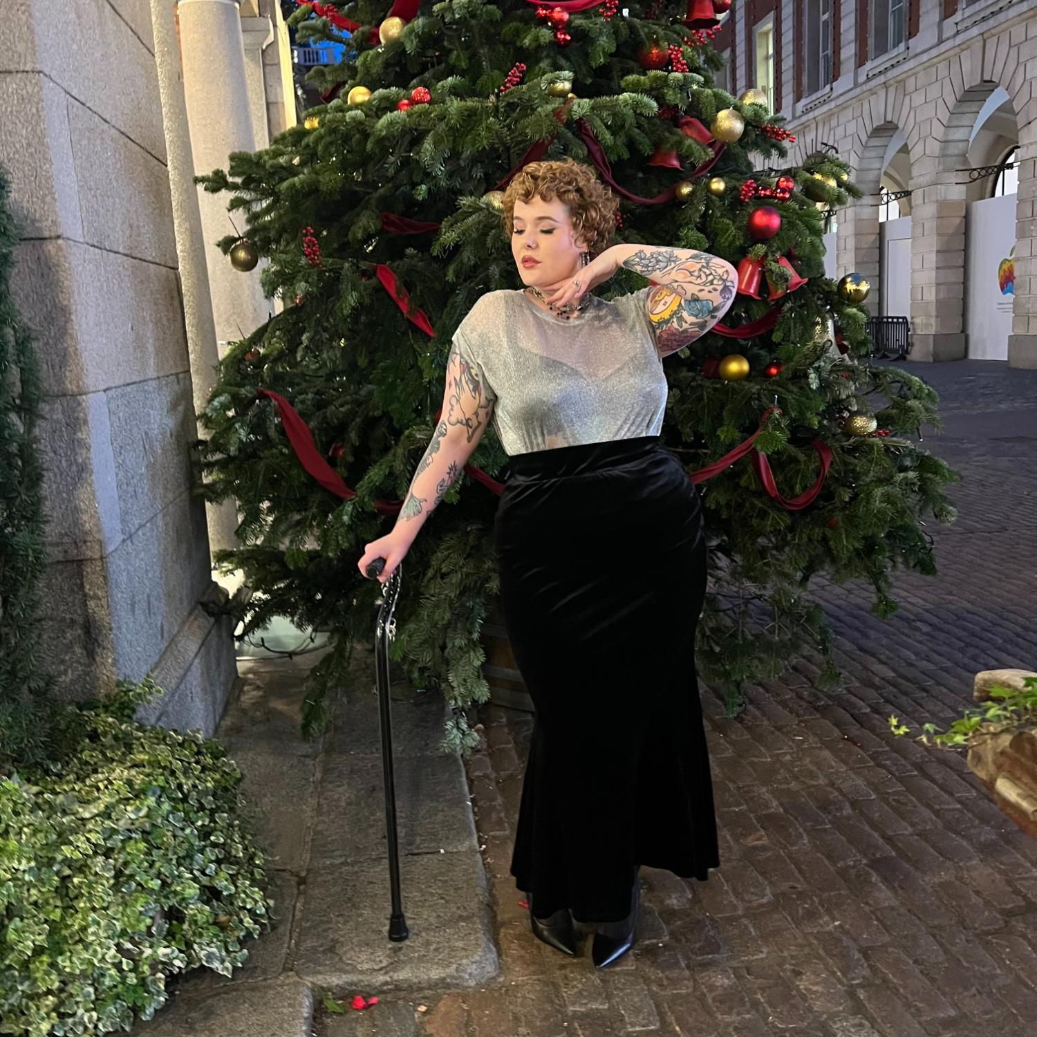 Velvet Mermaid Skirt - Black