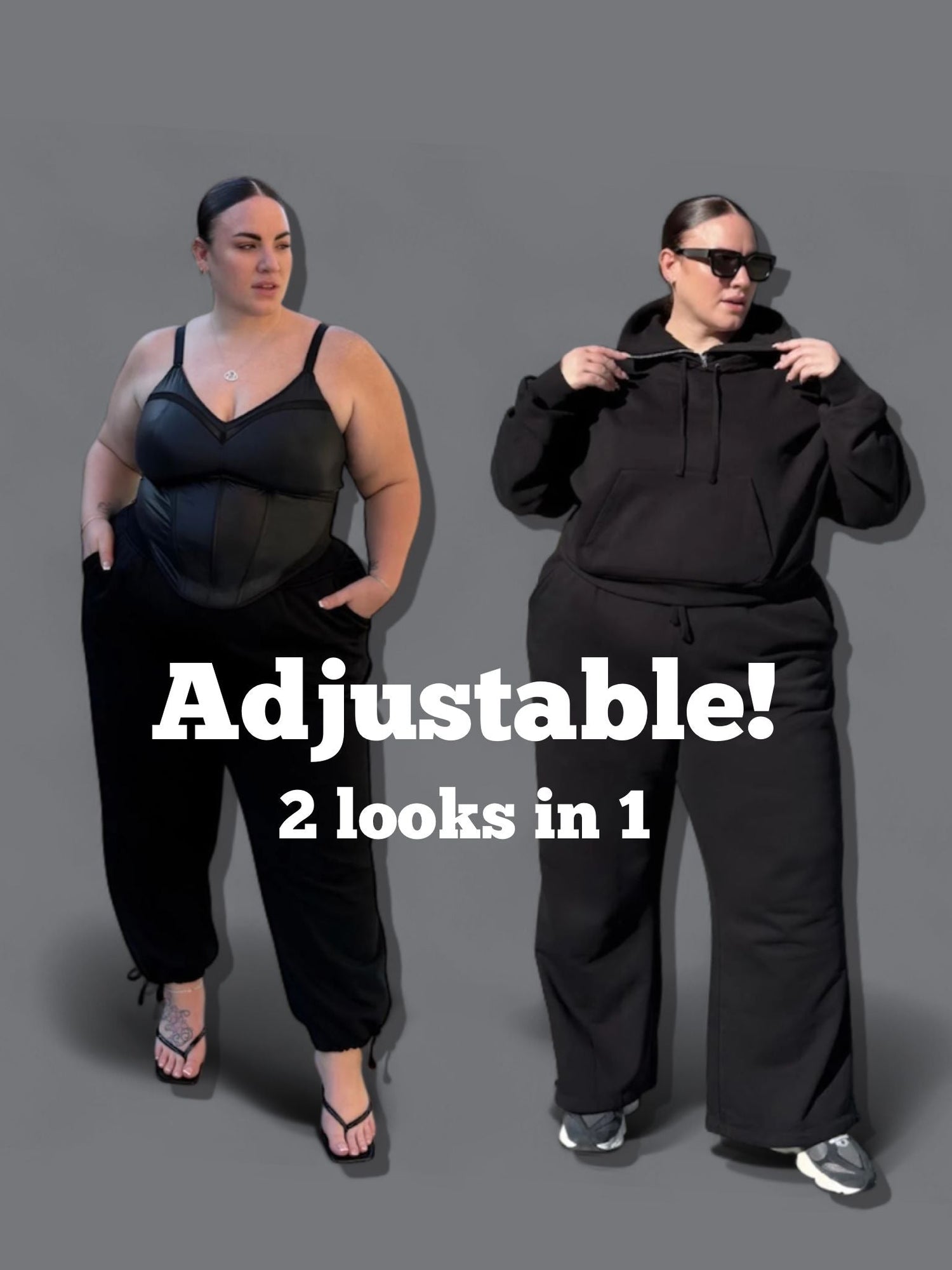 Organic Cotton Adjustable Joggers - Black