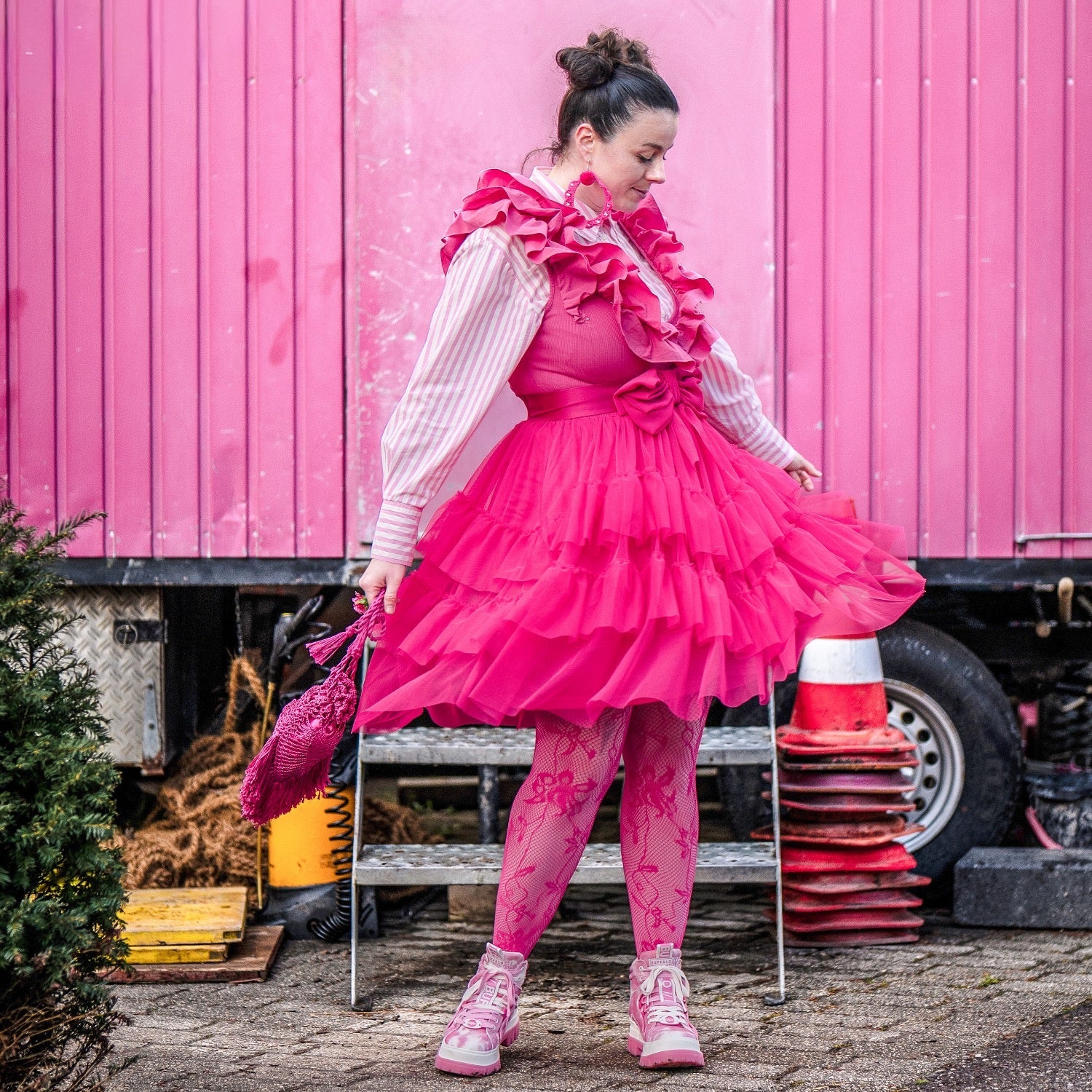 Mesh Skirt - Pomegranate