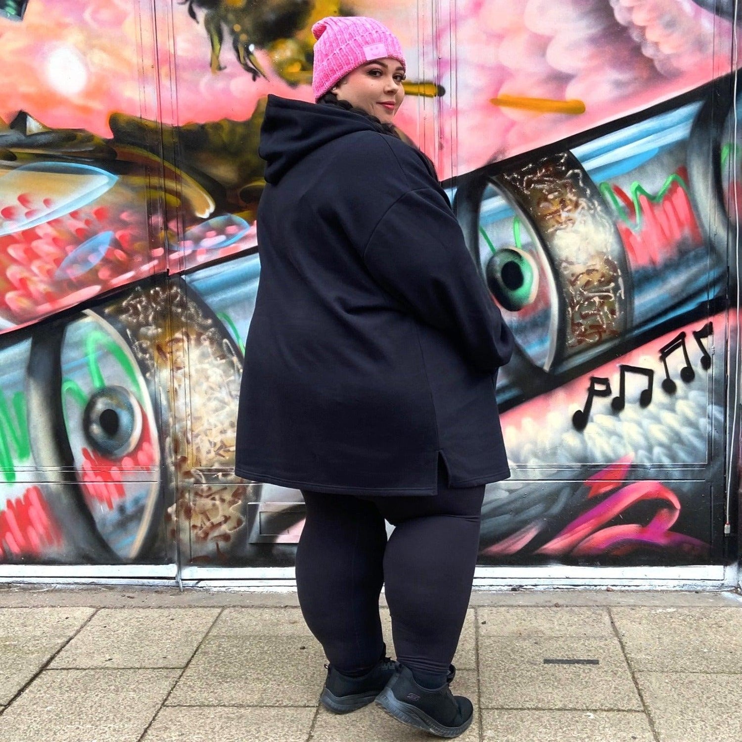 Organic Cotton Longline Hoodie - Black