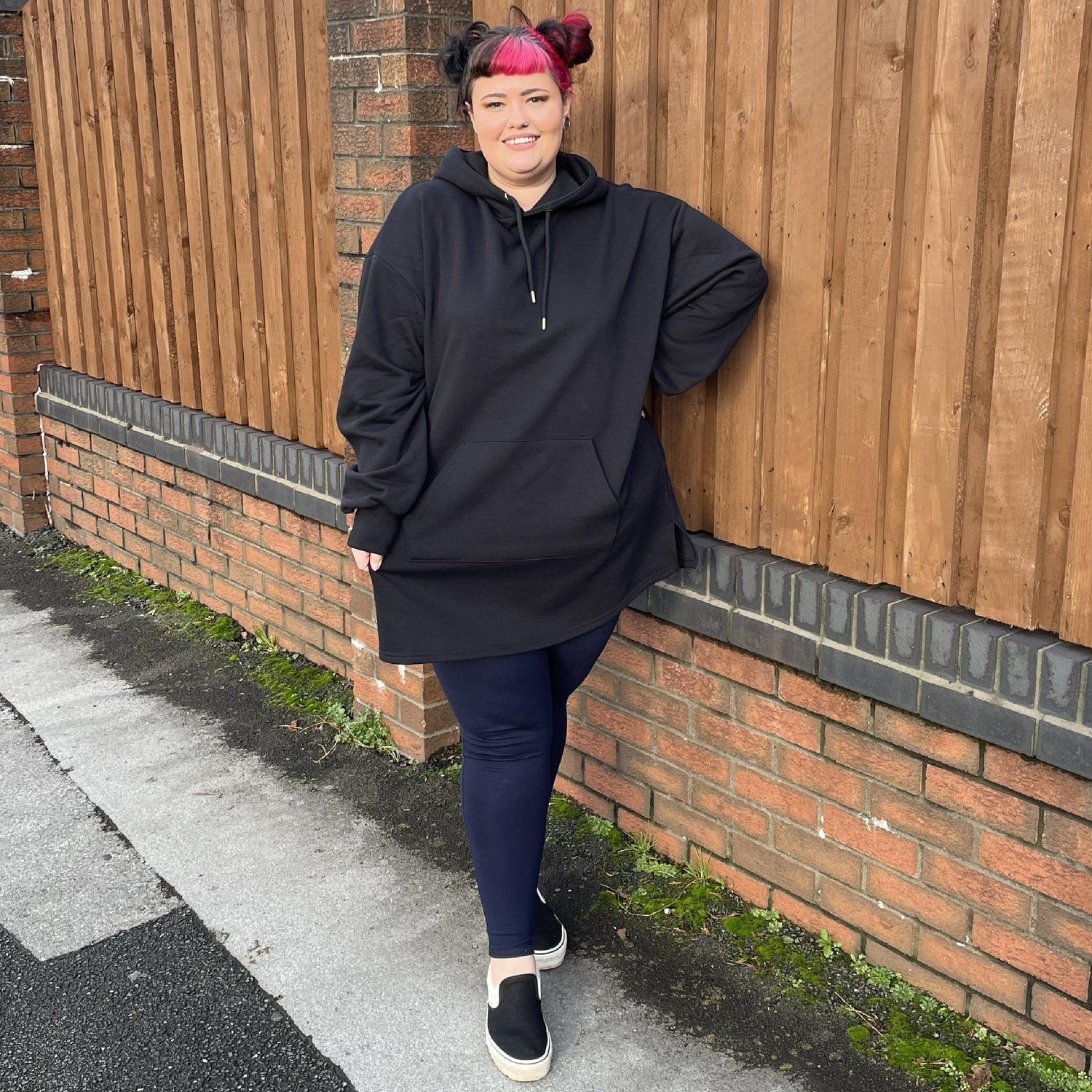 Organic Cotton Longline Hoodie - Black
