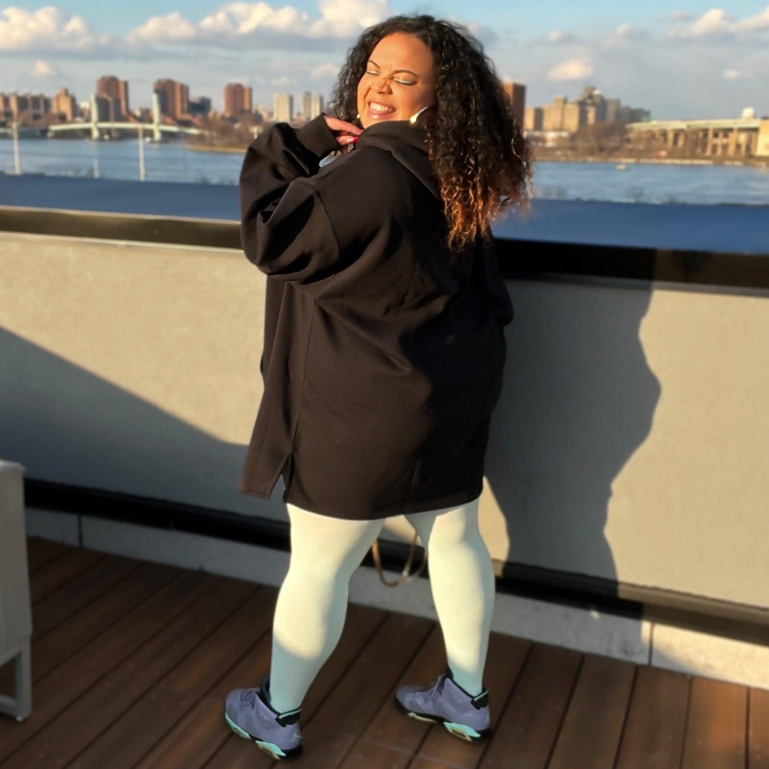 Organic Cotton Longline Hoodie - Black