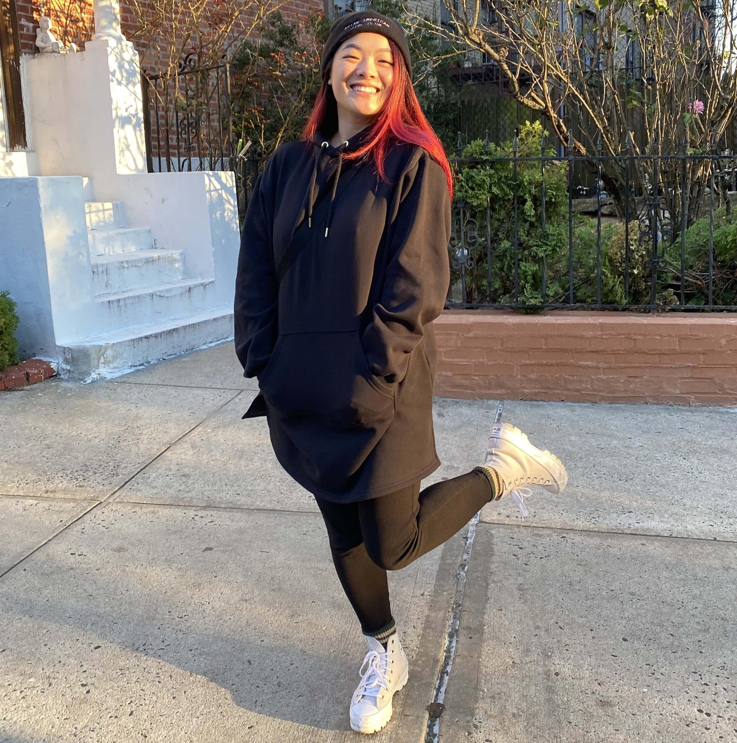 Organic Cotton Longline Hoodie - Black