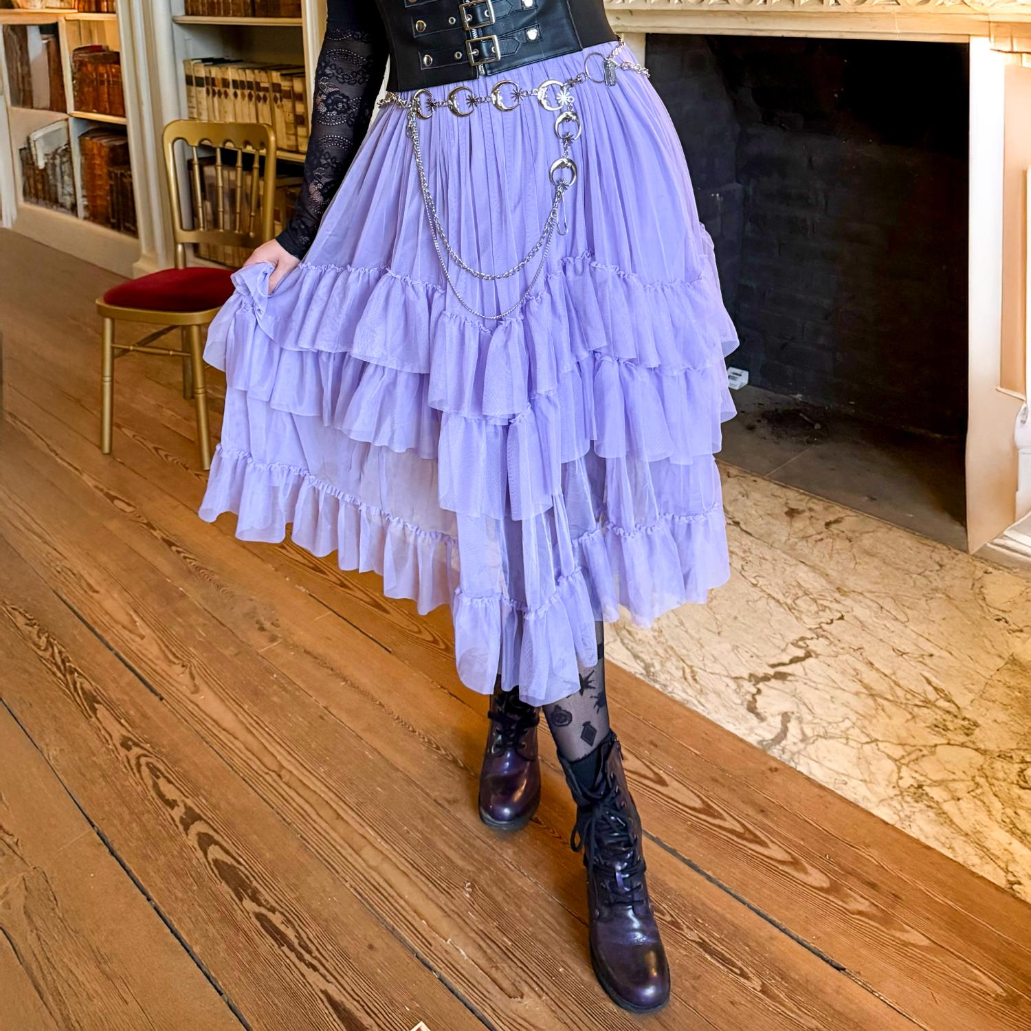 Maxi Mesh Skirt - Lavender Fields