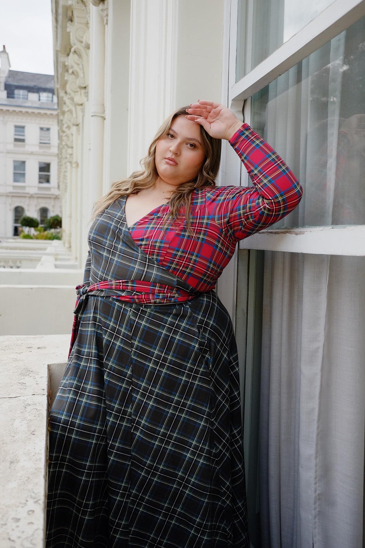 Jura Duo Plaid Wrap Top - Red / Green