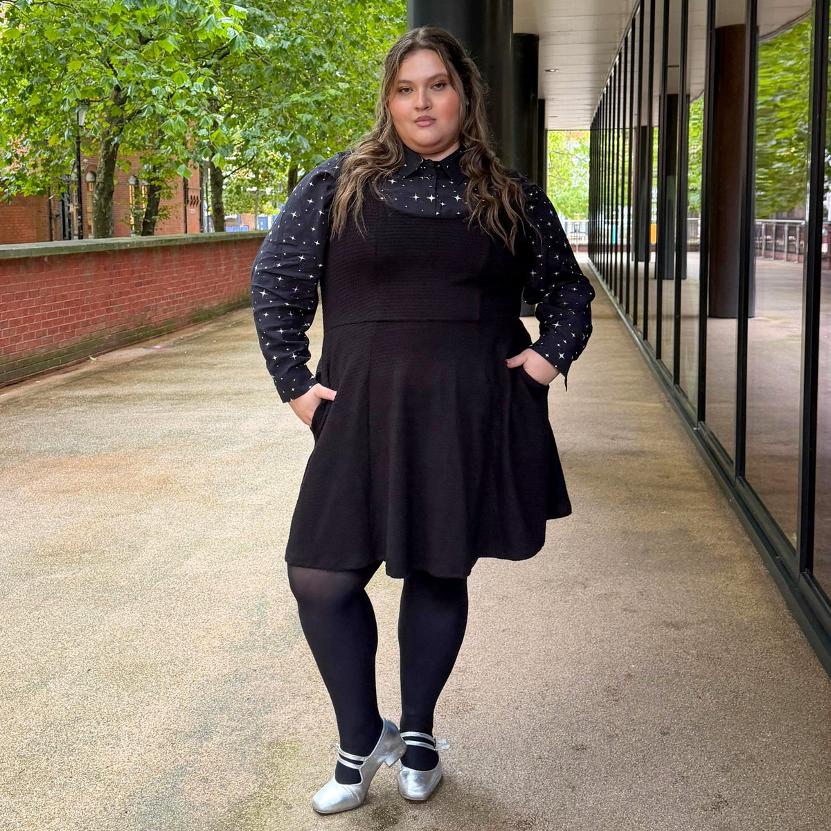 Archean Tailored Skater Dress - Black