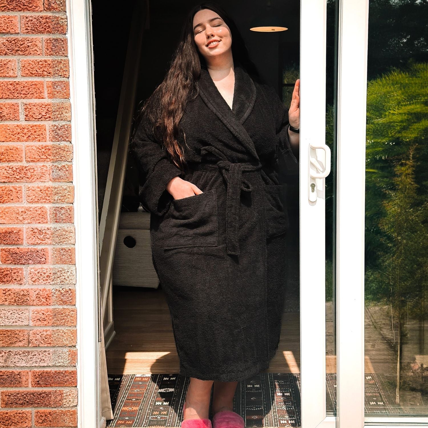 Floof Bath Robe - Black