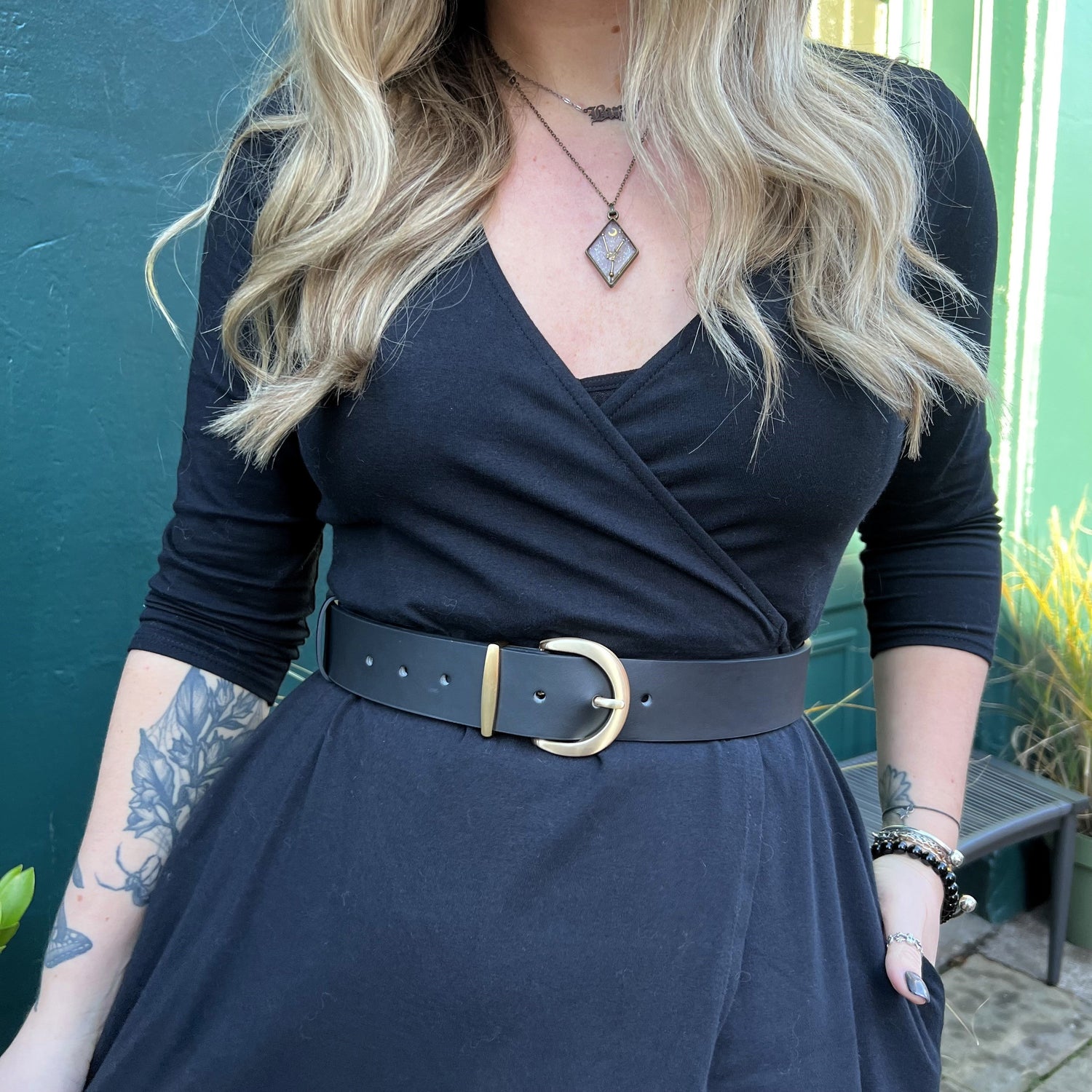 Vegan Leather Waist Belt - Gold