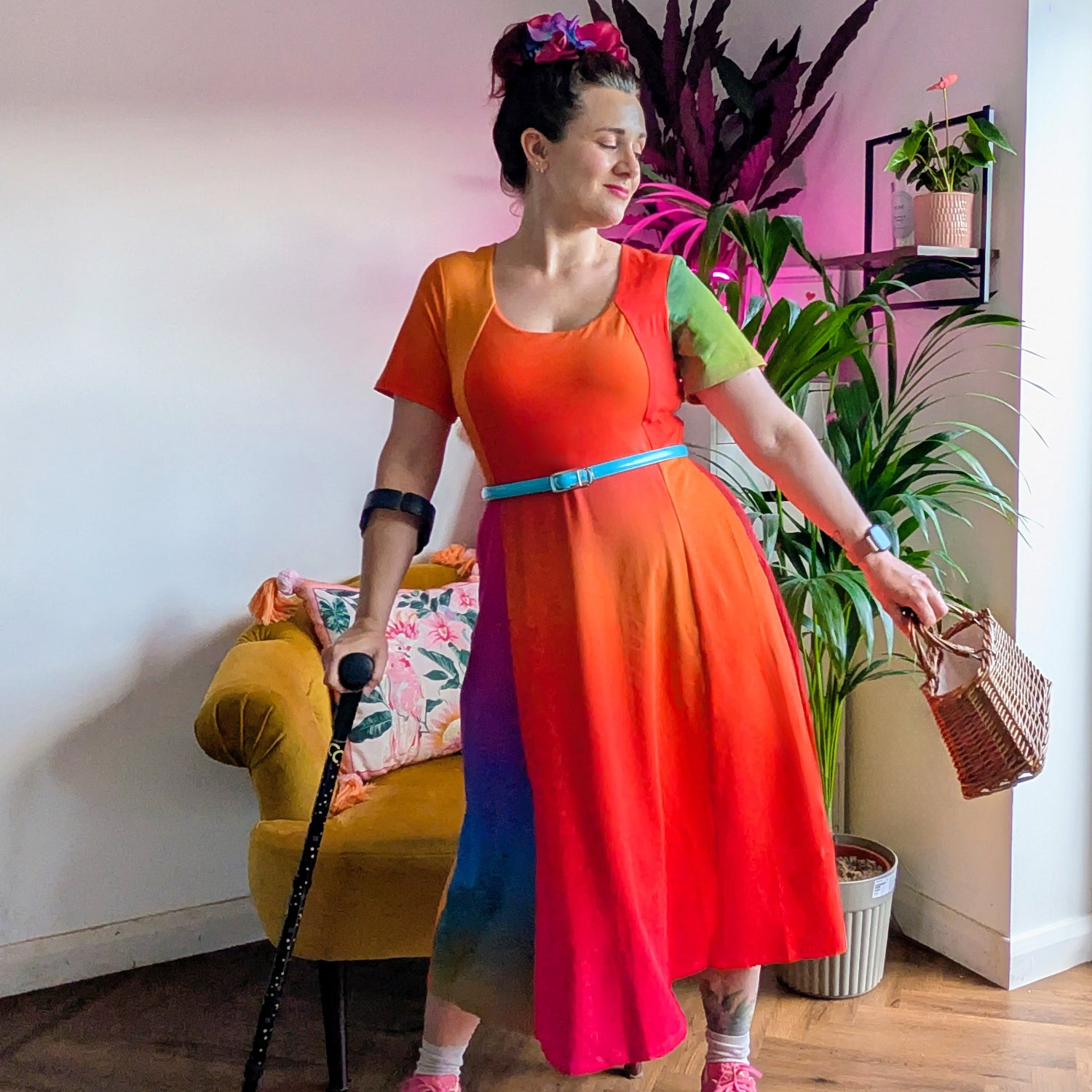 Vanessa Midi A-Line Dress - Rainbow