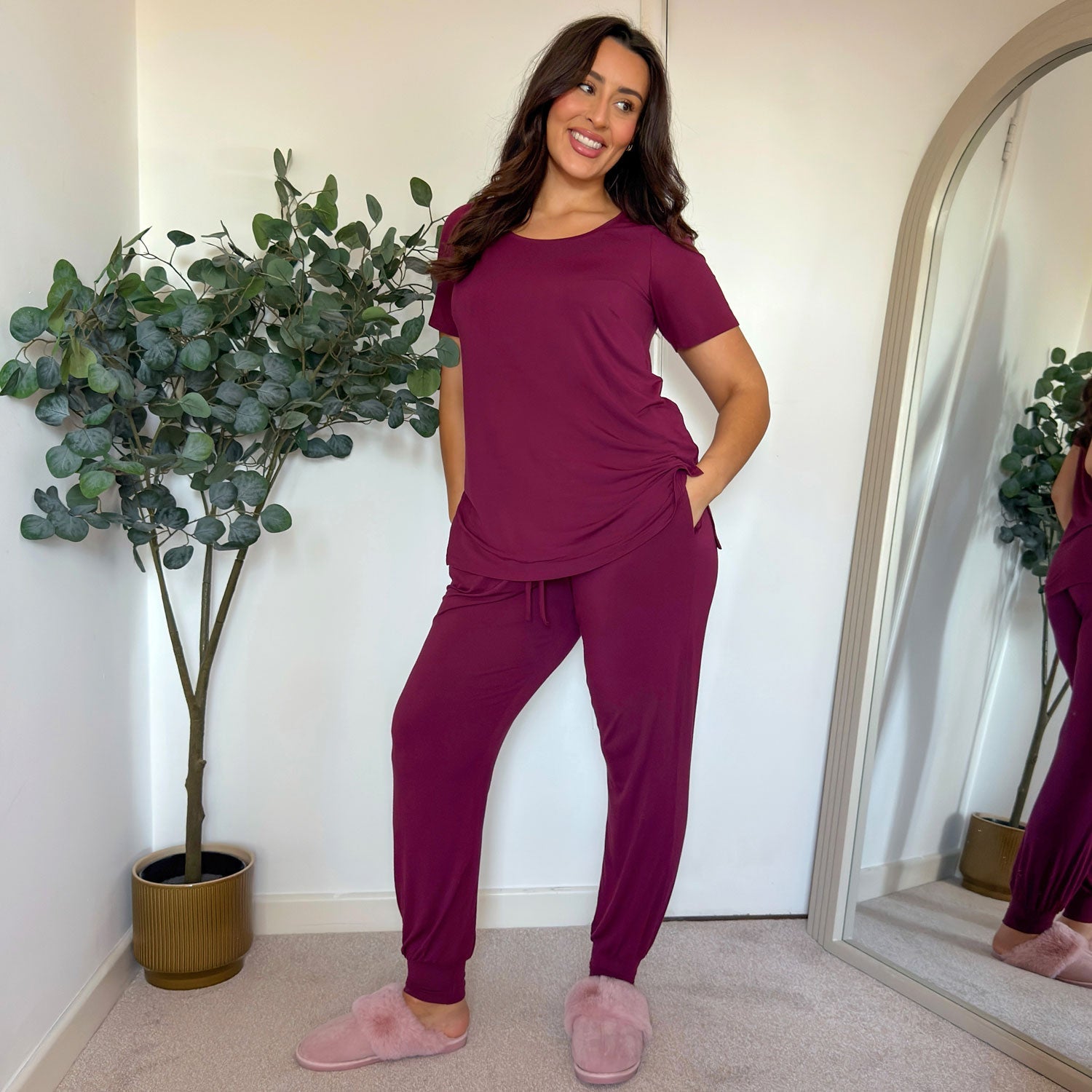 Bamboo Lounge Joggers - Cherry