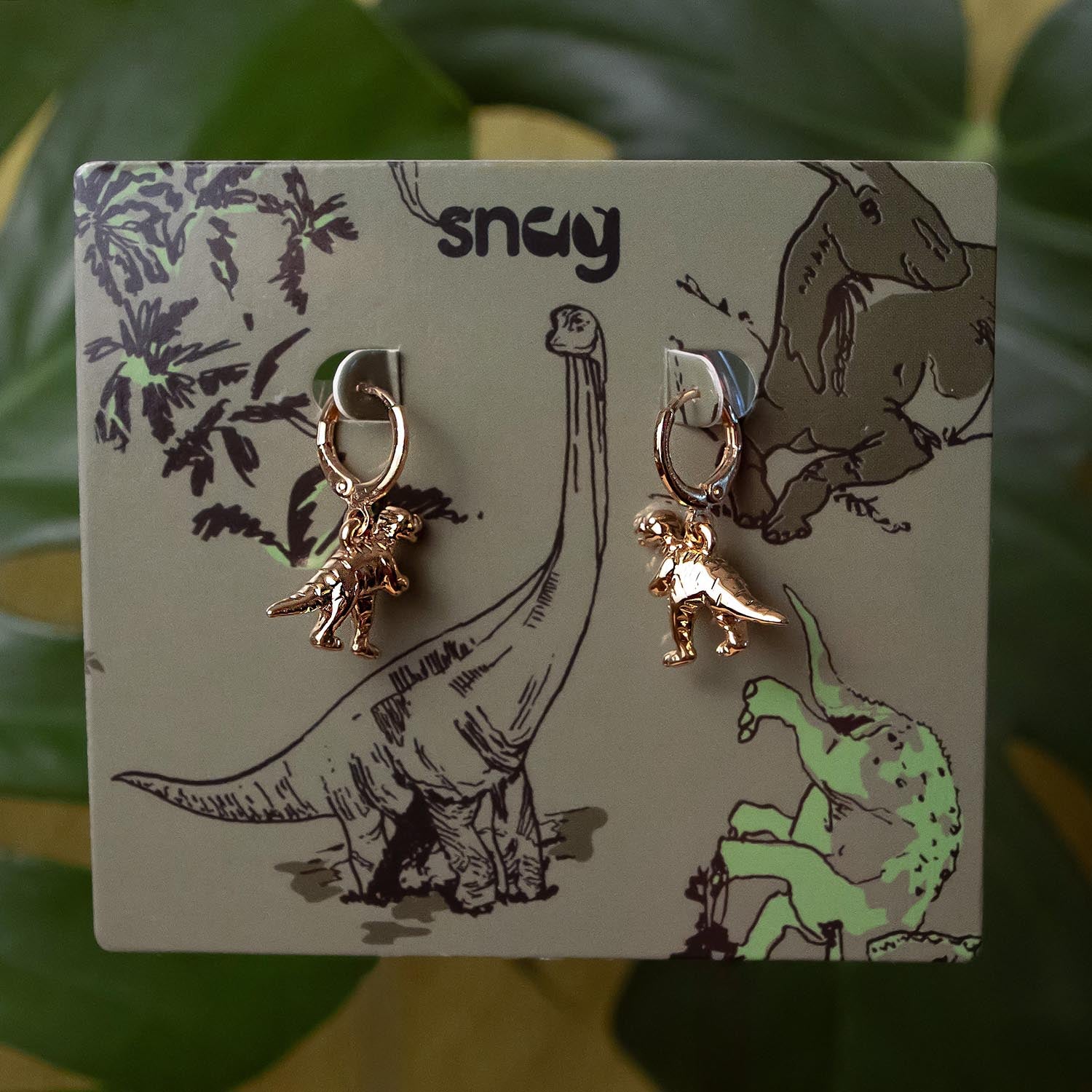 Dinosaur Hoop Earrings - Gold