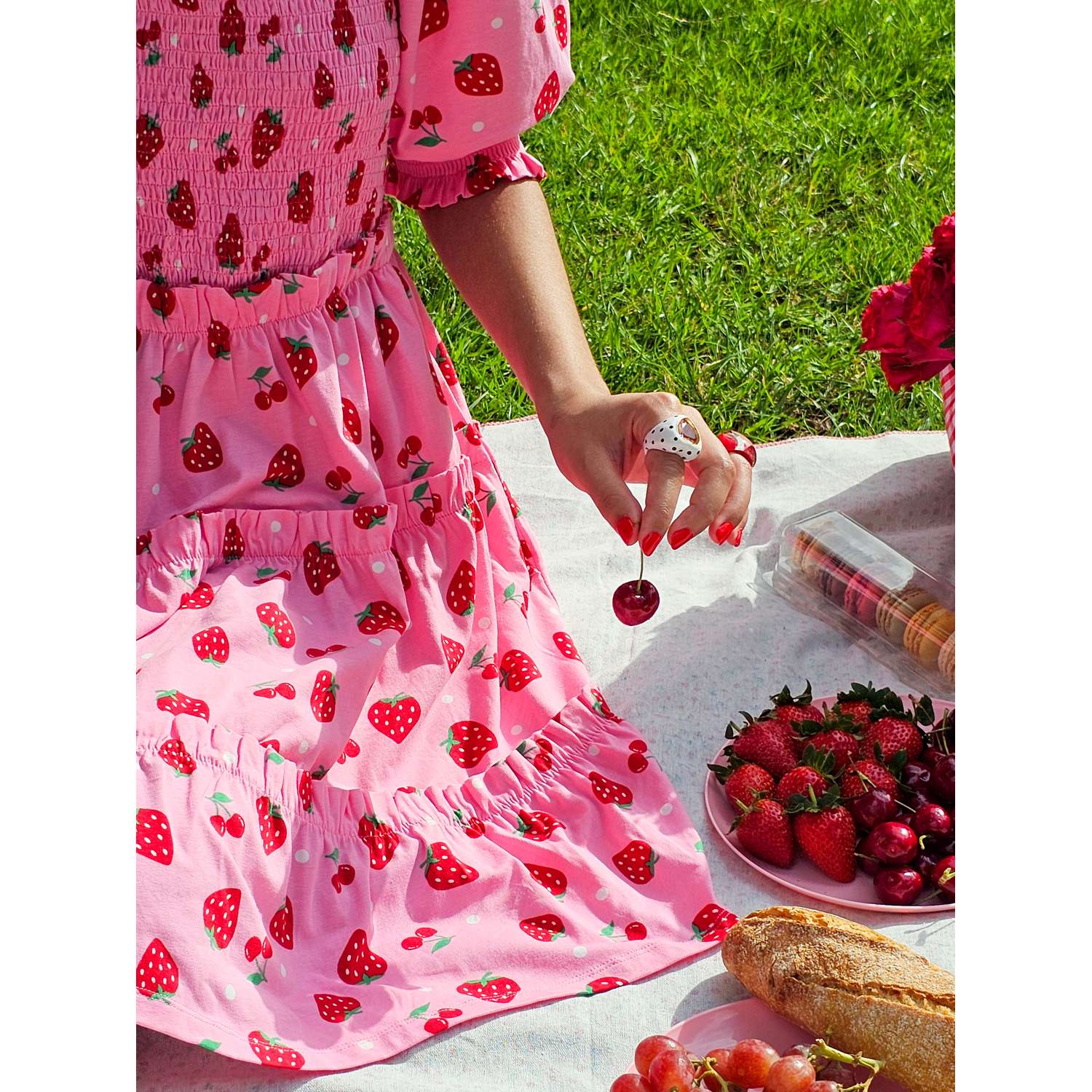 Strawberry Jersey Mini Dress