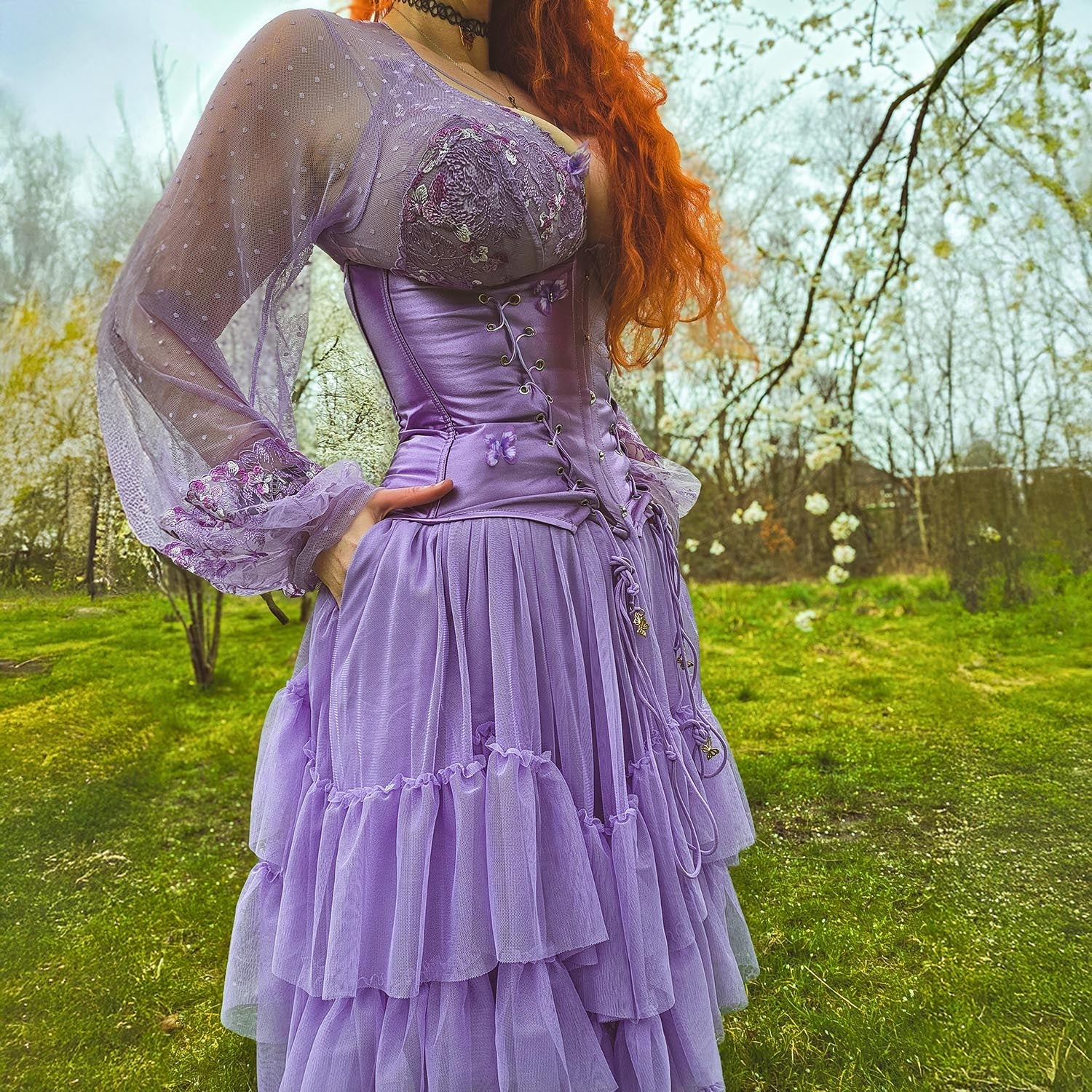 Maxi Mesh Skirt - Lavender Fields