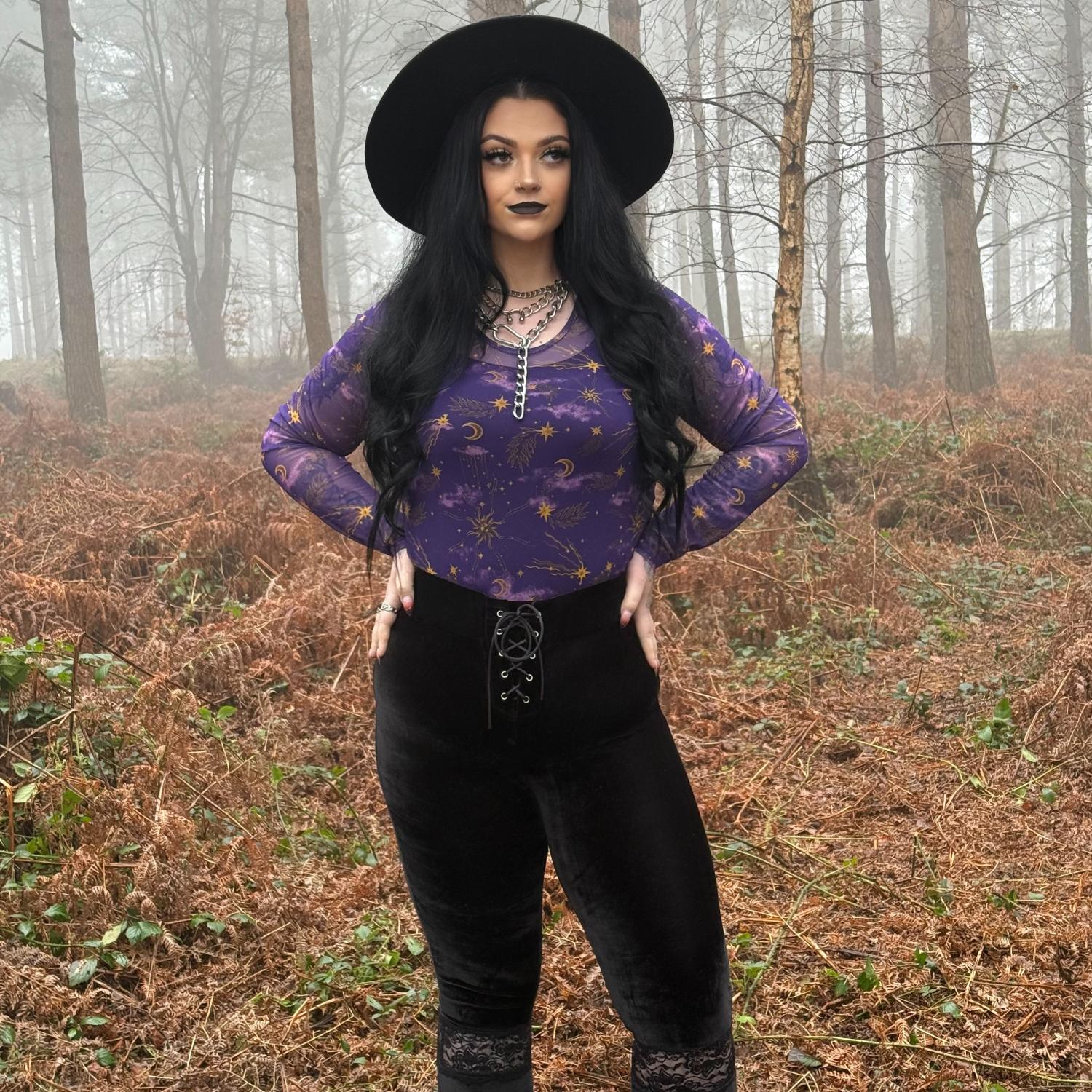 Celestial Mesh Top - Purple / Gold