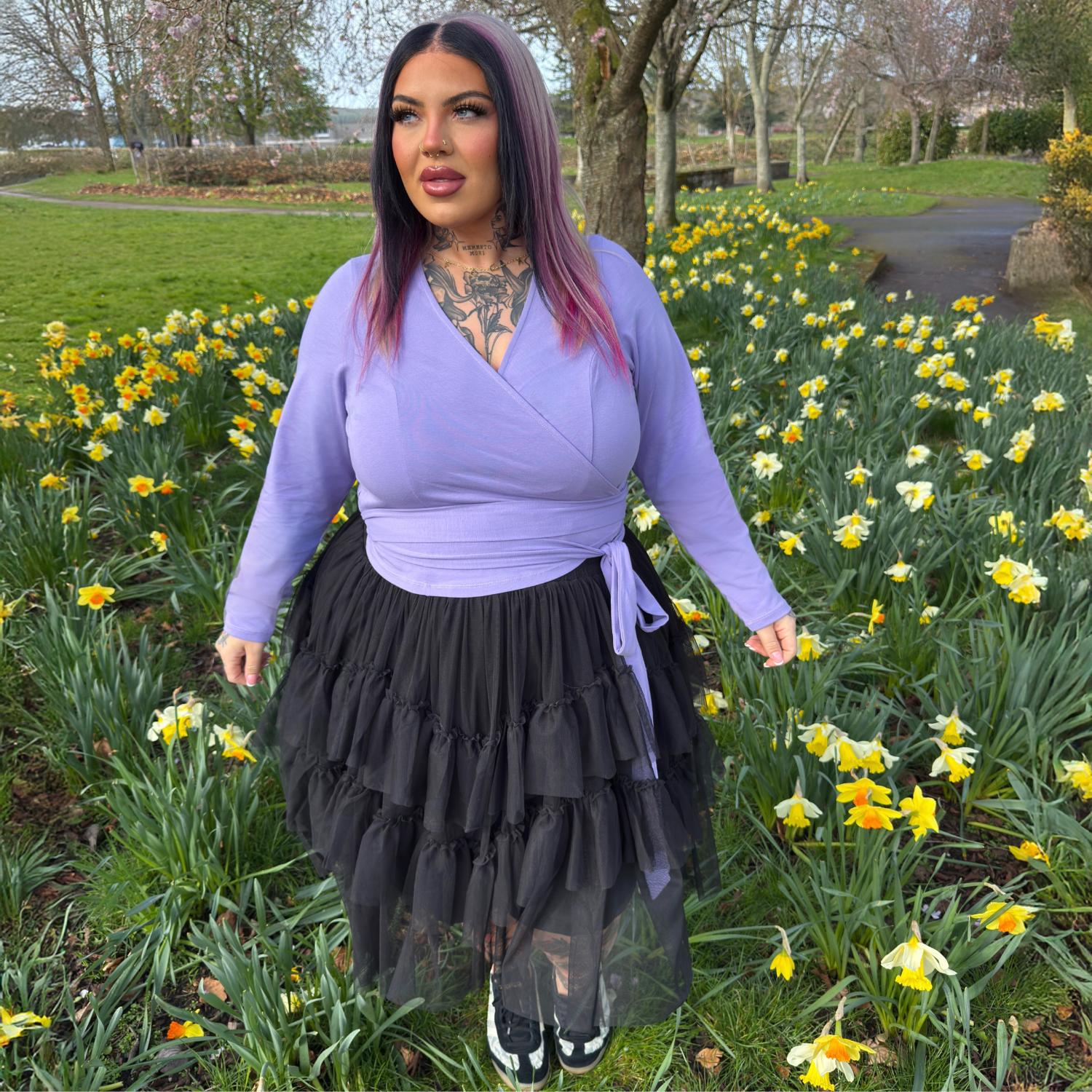 Organic Cotton Wrap Top - Lavender Fields