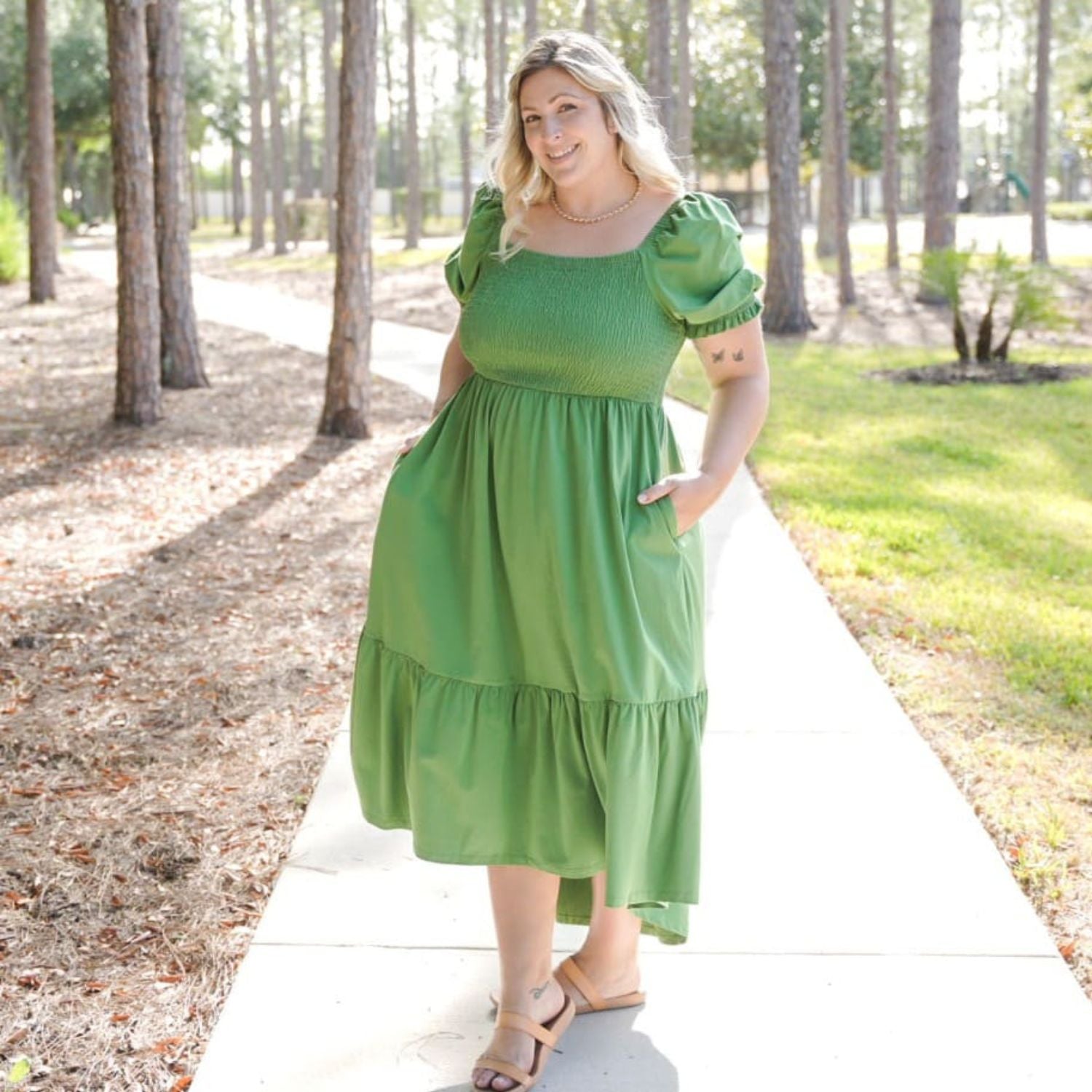 Shirred Midi Dress