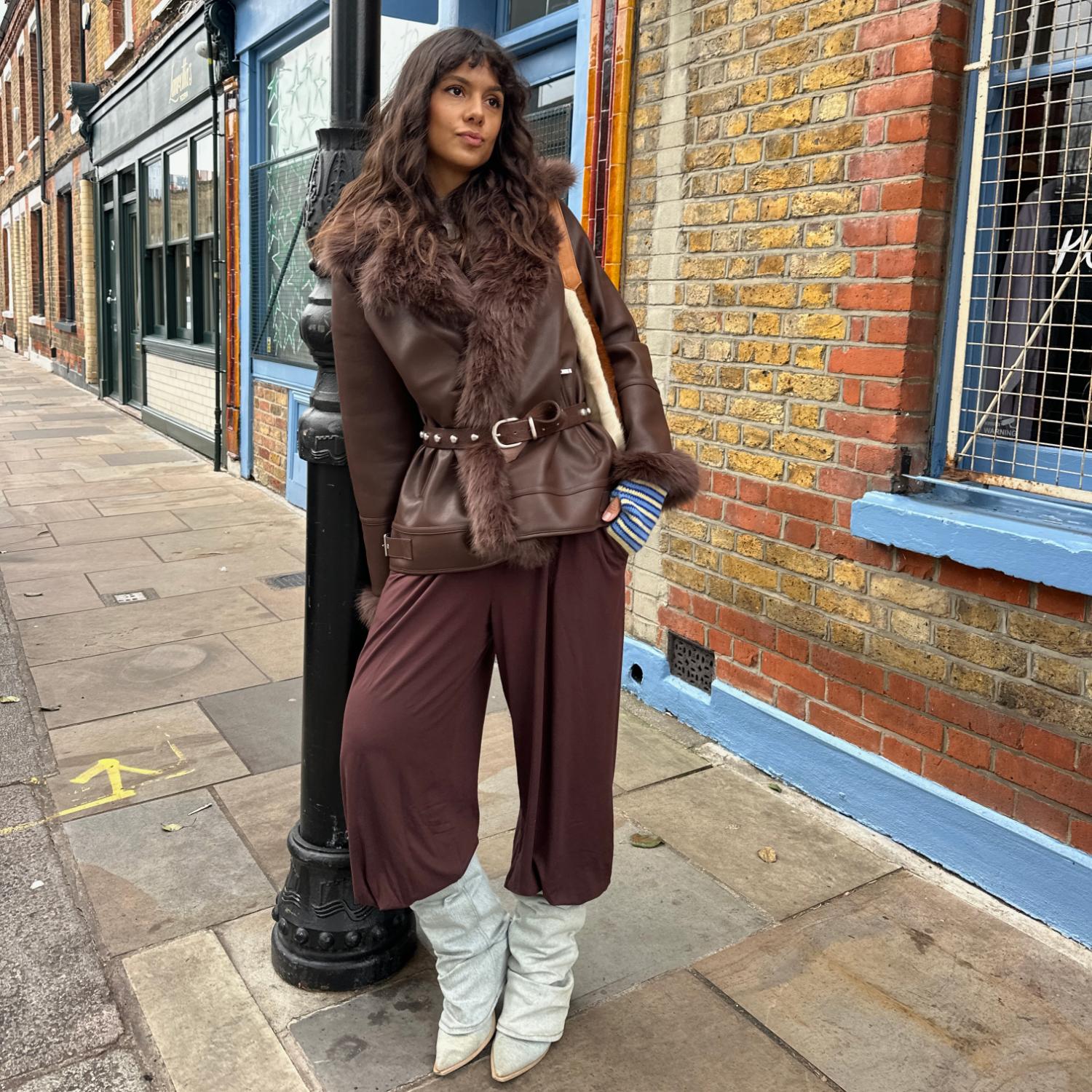 Amelia Aviator Jacket - Brown