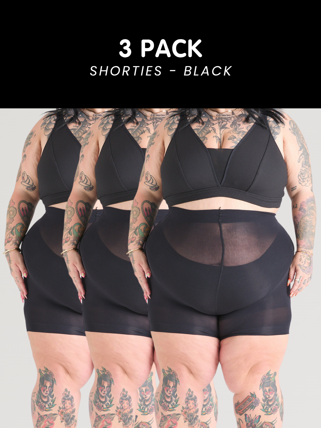 3 Pack Black Bundle - Stay Cool Shorties