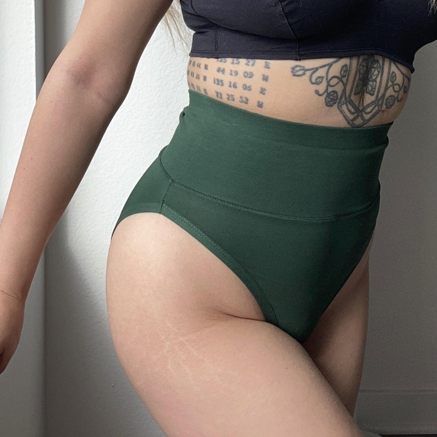 Super High Leg Knickers - Hit the Bottle Green