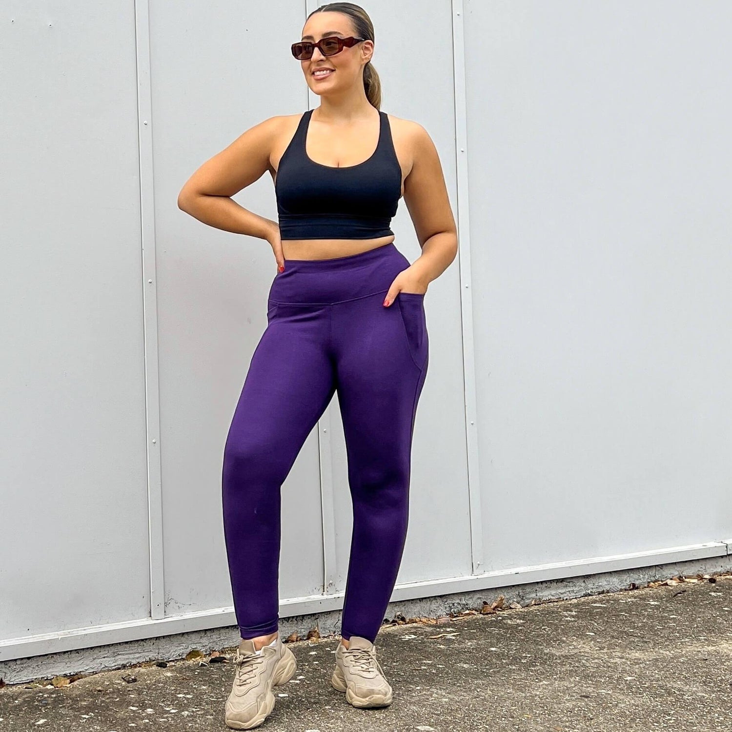 Squat Proof Long Leggings - Suffragette Purple